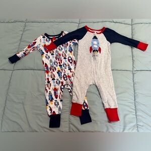 Kids Headquarters Set of 2 Zip-Up Footless Space Pajamas (Size 12 Months)